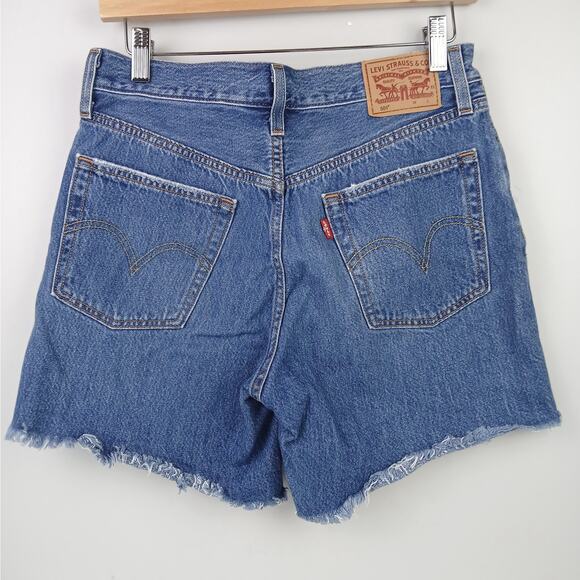 Levi's 27 4/5 Women's 501 Denim Shorts With Raw Hem-blue 6" Modest Length - Picture 3 of 6